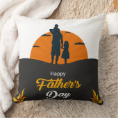 Sunset Family Silhouette with Son and Daughter Thr クッション (ブランケット)