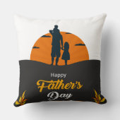 Sunset Family Silhouette with Son and Daughter Thr クッション (裏面)