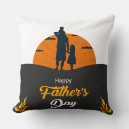 Sunset Family Silhouette with Son and Daughter Thr クッション