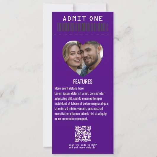 Sunset Festival Rock ’n’ Roll Wedding Ticket 招待状 (裏面)