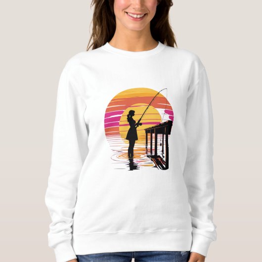 Sunset Fishing – Women’s Sweatshirt スウェットシャツ (正面)