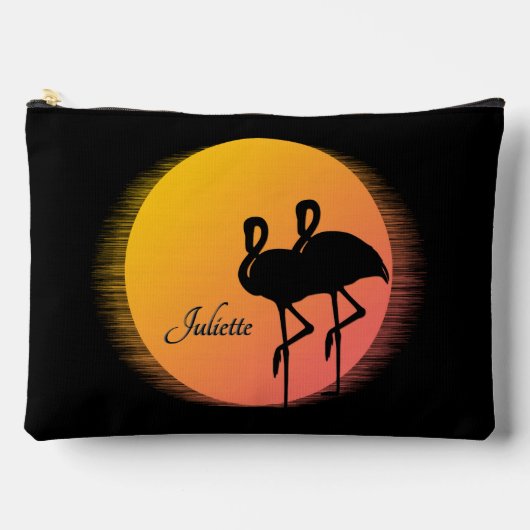 Sunset Flamingos Personalの名前 アクセサリーポーチ (正面)