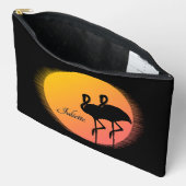 Sunset Flamingos Personalの名前 アクセサリーポーチ (見開き)