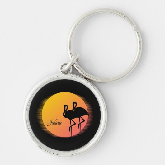 Sunset Flamingos Personalの名前 キーホルダー (正面)