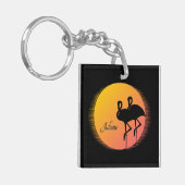 Sunset Flamingos Personalの名前 キーホルダー (正面左)