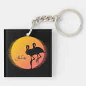 Sunset Flamingos Personalの名前 キーホルダー (裏面)