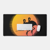 Sunset Flamingos Personalの名前 デスクマット (キーボード&マウス)
