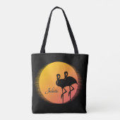 Sunset Flamingos Personalの名前 トートバッグ (裏面)