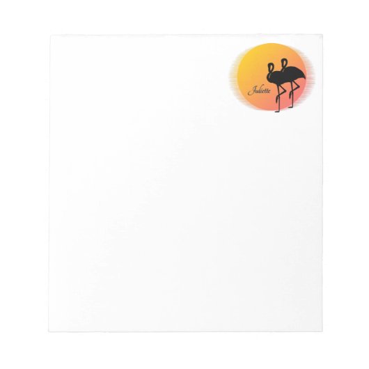 Sunset Flamingos Personalの名前 ノートパッド (正面)