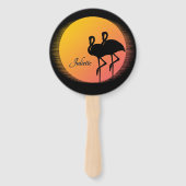 Sunset Flamingos Personalの名前 ハンドファン (裏面)