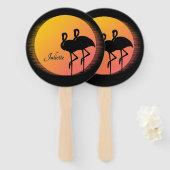 Sunset Flamingos Personalの名前 ハンドファン (正面&裏面)