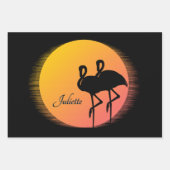 Sunset Flamingos Personalの名前 ラッピングペーパーシート (正面3)