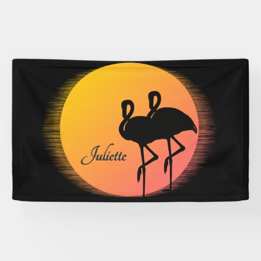Sunset Flamingos Personalの名前 横断幕 (横)