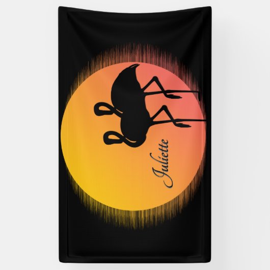 Sunset Flamingos Personalの名前 横断幕 (縦)