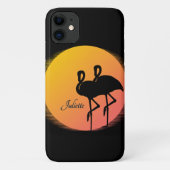 Sunset Flamingos Personalの名前 Case-Mate iPhoneケース (裏面)