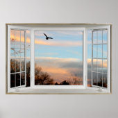 Sunset Flying Bird Fake Window Illusion ポスター (正面)