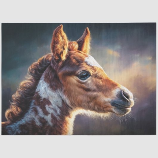 Sunset Foal Portrait Art Decoupage 薄葉紙 (正面)