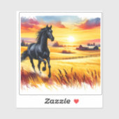 Sunset Galloping Horse Watercolor Tile シール (シート)