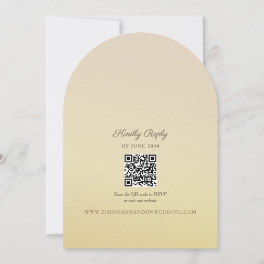 Sunset Glow Monogram QR Wedding 招待状 (裏面)