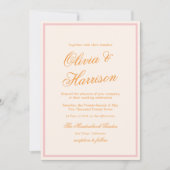 Sunset Glow Orange Pink Stripe Wedding Invitation 招待状 (正面)