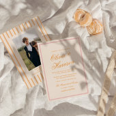 Sunset Glow Orange Pink Stripe Wedding Invitation 招待状