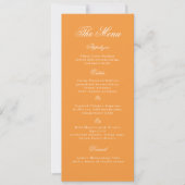 Sunset Glow Orange Script Wedding Menu Card 招待状 (正面)