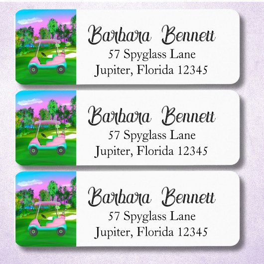  Sunset Golf Course Pink Golf Cart  ラベル