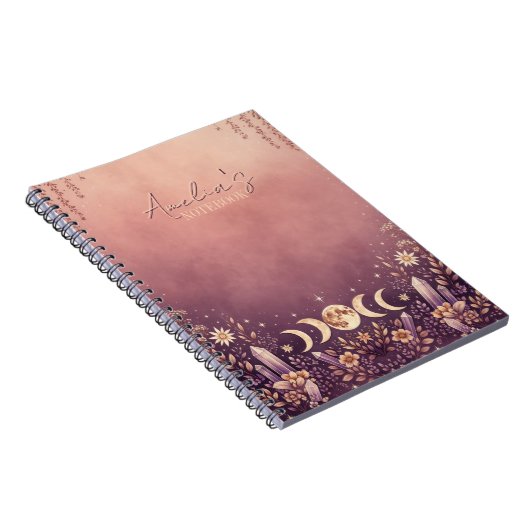 Sunset Gradient Celestial Moon Phase Notebook  ノートブック (右側)