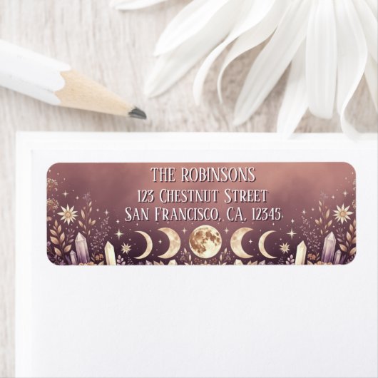 Sunset Gradient Celestial Moon Return Address ラベル (インサイチュ)