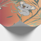 Sunset Gradient Cute Koala & Bamboo  ラッピングペーパー (角)