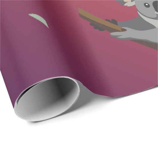 Sunset Gradient Cute Koala & Bamboo ラッピングペーパー (ロールコーナー)