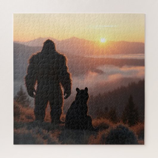 Sunset Guardians: Young Bigfoot & Cub  ジグソーパズル (縦)