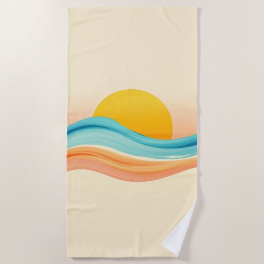 Sunset Harmony Wave ビーチタオル (正面)