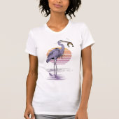 Sunset Heron Catch – Women’s Fishing Tee Tシャツ (正面)