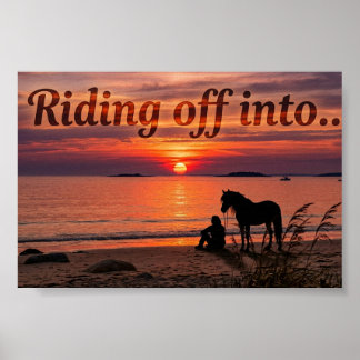 Sunset Horse Silhouette- Art Print ポスター