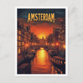 Sunset in Amsterdam Netherlands Vintage  Travel ポストカード (正面)