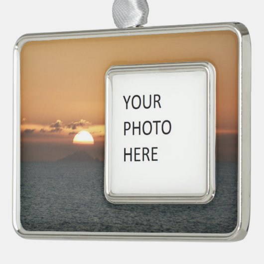 Sunset in Antigua I Seascape写真 シルバープレートフレームオーナメント (左)