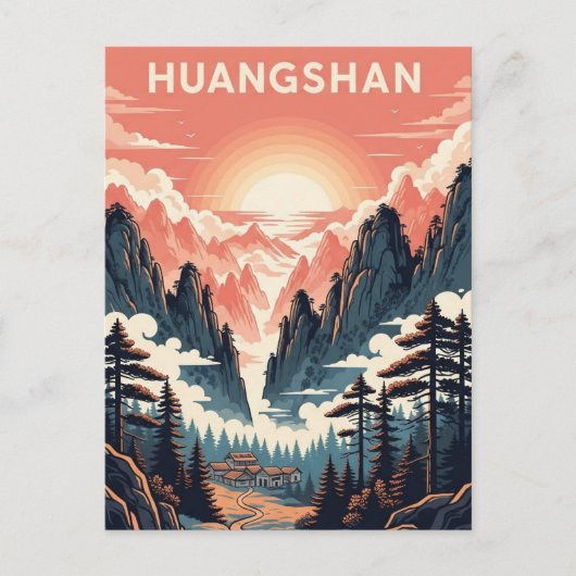 Sunset in Huangshan National Park China ポストカード (正面)