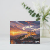 Sunset in Lyon France Basilica Travel ポストカード (スタンド正面)