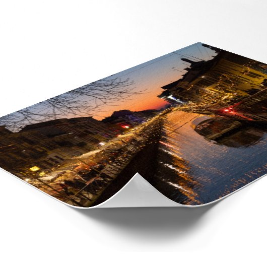 Sunset in Milano Naviglio ポスター (角)