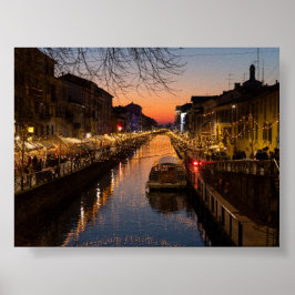 Sunset in Milano Naviglio ポスター