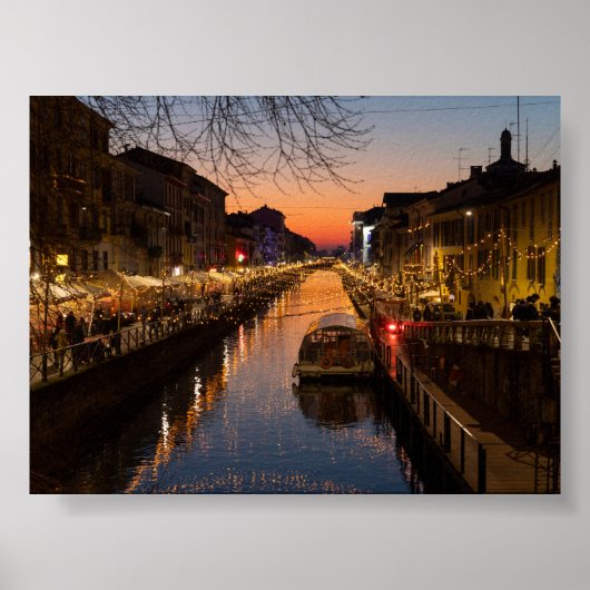Sunset in Milano Naviglio ポスター (正面)