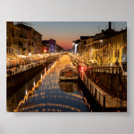 Sunset in Milano Naviglio ポスター