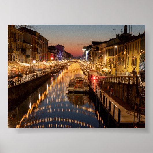 Sunset in Milano Naviglio ポスター (正面)