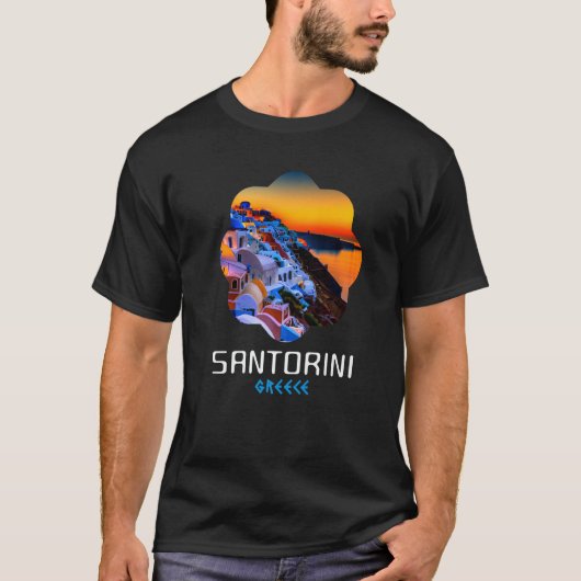 Sunset In Santorini Greece Painting   Tシャツ (正面)