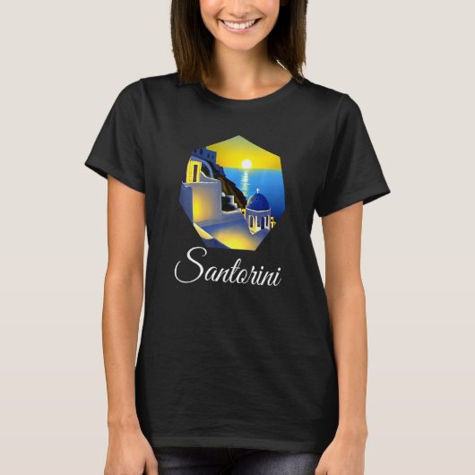 Sunset In Santorini Greece Painting   Tシャツ (正面)