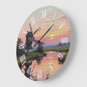 Sunset in The Broads England Travel ラージ壁時計 (傾斜)