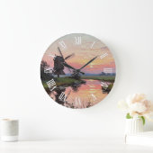 Sunset in The Broads England Travel ラージ壁時計 (ホーム)