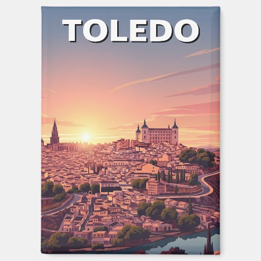 Sunset in Toledo Spain Alcazar Travel マグネット (正面)