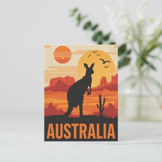 Sunset Kangaroo in Australia ポストカード (スタンド正面)